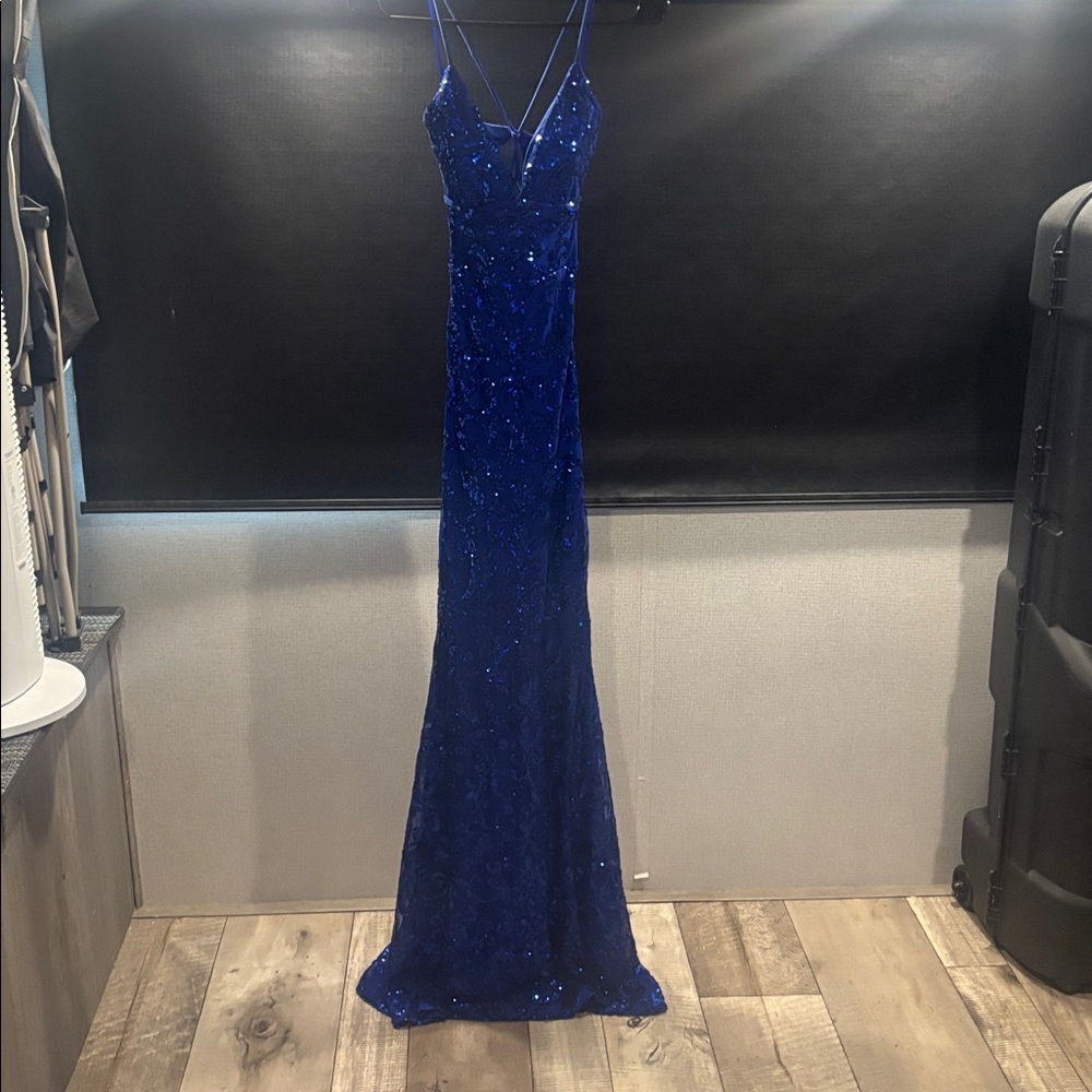 Windsor Royal Blue Sequin Prom Dress